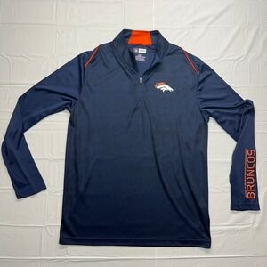 Denver Broncos NFL Team Apparel Quarter Zip Pullover Shirt Men's Large